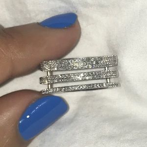 COPY - 14k real white gold diamond layered ring